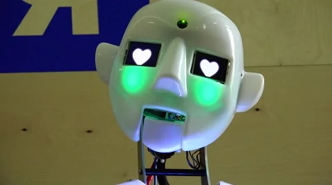 New technologies. Robot.  AI. Robot actor tells stories. Stock Footage 50299762