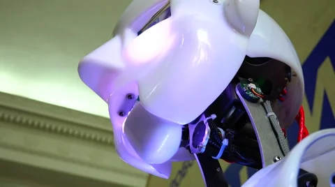 New technologies. Robot.  AI. Robot actor tells stories. Stockbeeldmateriaal 50303405