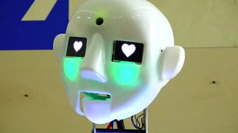 New technologies. Robot. AI. Robot actor tells stories. Stock Footage 50410573