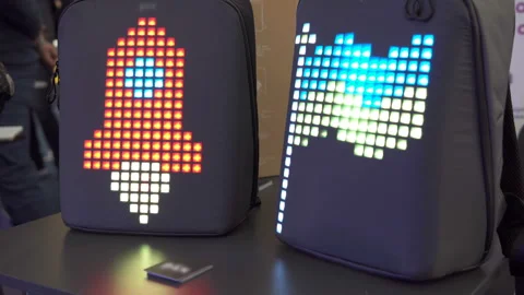New technology backpacks with lighting Stock Footage 106397205