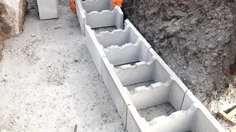 New technology of construction base, the initial stage  of a detached house Stock Footage 71167225