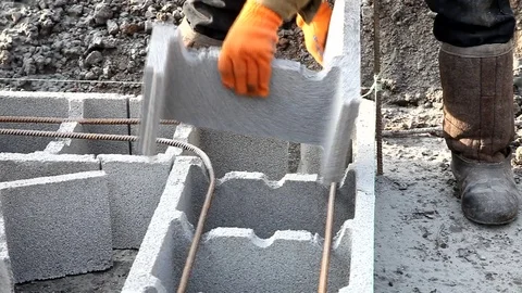 New technology of construction base, the initial stage  of a detached house Stock Footage 71167273