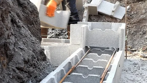 New technology of construction base, the initial stage  of a detached house Stock Footage 71167429