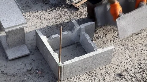 New technology of construction base, the initial stage  of a detached house Stock Footage 71167772