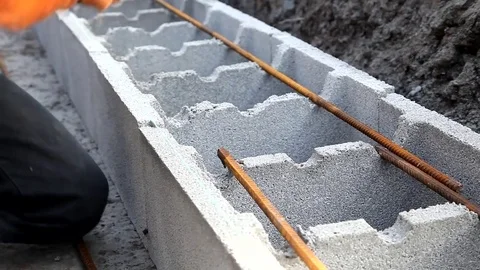 New technology of construction base, the initial stage  of a detached house Stock Footage 71168088