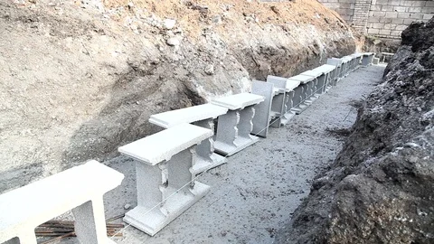 New technology of construction base, the initial stage  of a detached house Stock Footage 71168196