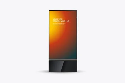 A new technology LED screen mock up with dark red gradient element design. .. Stock Illustration
