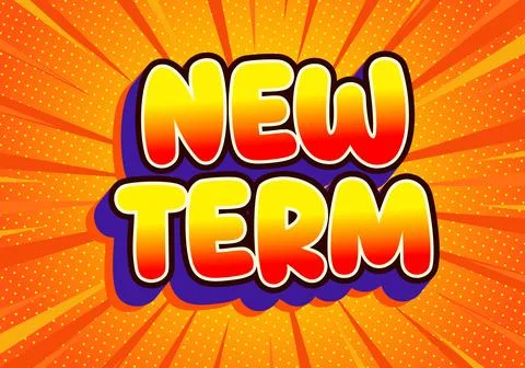 New term comic text on orange burst background Stock Illustration