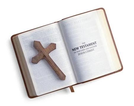 New Testament with Cross Stock Photos