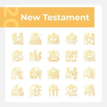 New testament gradient linear vector icons set Stock Illustration