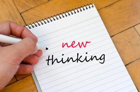 New thinking text concept on notebook Stock Photos
