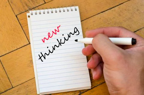 New thinking text concept on notebook Stock Photos