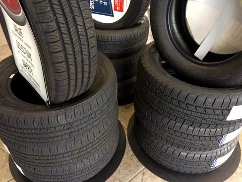 New tires in store Stock Photos