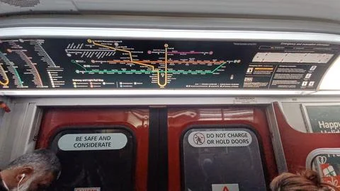 New Toronto subway system map inside train Stock Photos