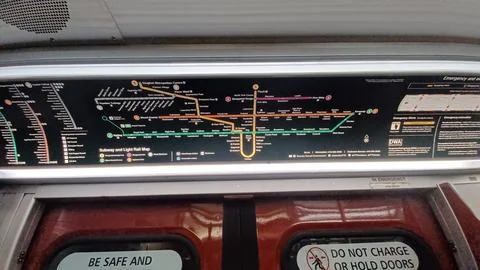 New Toronto subway system map inside train Stock Photos