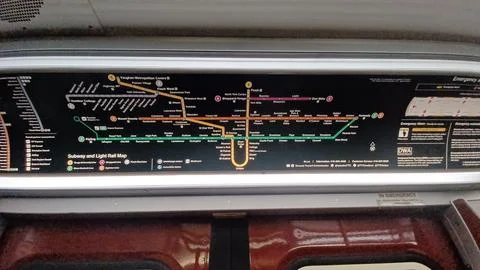 New Toronto subway system map inside train Stock Photos