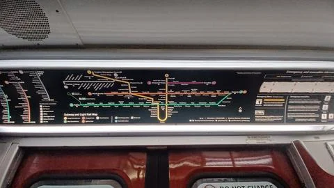 New Toronto subway system map inside train Stock Photos