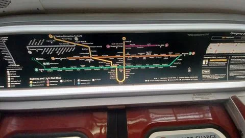 New Toronto subway system map inside train Stock Photos