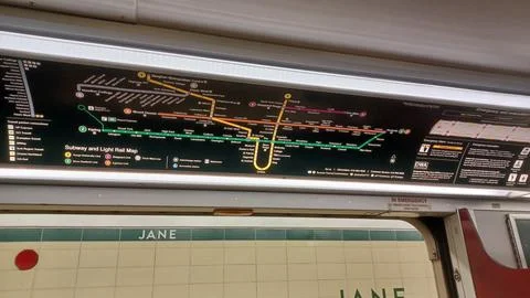 New Toronto subway system map inside train Stock Photos