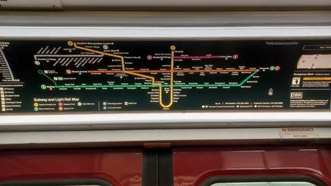 New Toronto subway system map inside train Stock Photos