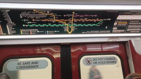 New Toronto subway system map inside train Stock Photos