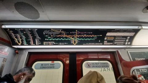 New Toronto subway system map inside train Stock Photos
