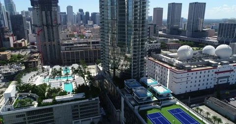 New Tower behind Paramount in Miami Stock Footage 144688035