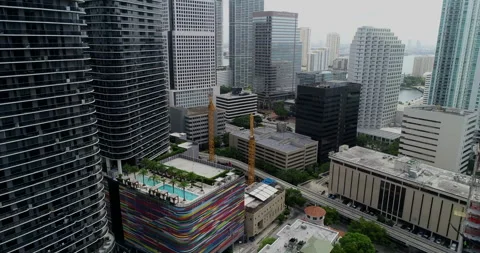 New tower under construction near the SLS Luxe Stock Footage 149247314
