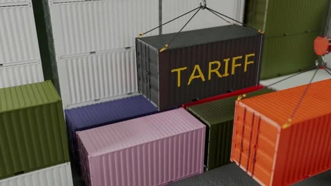 New Trade Tariff Impacts Global Shipping Containers 動画素材 306558199