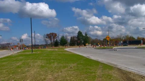 New traffic circle contruction Video stock 8962516