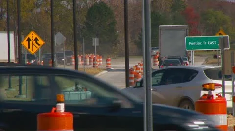 New traffic circle contruction Video stock 8962726