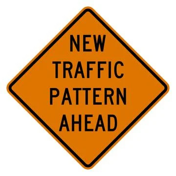New traffic pattern ahead sign, orange, CW23-2, US road sign Illustrazione stock