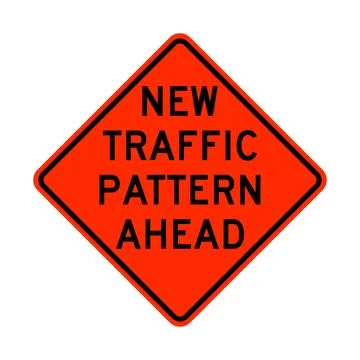 New traffic pattern ahead warning road sign Stock Illustration