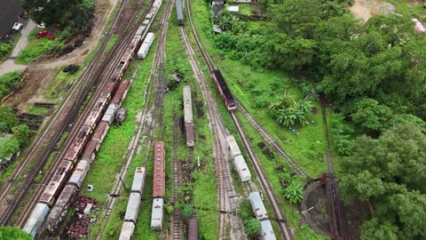 NEW TRAIN AT OLD TRAIN Stock Footage 297425902