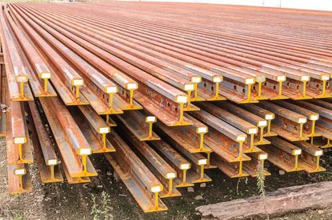 The new  train rails Stock Photos