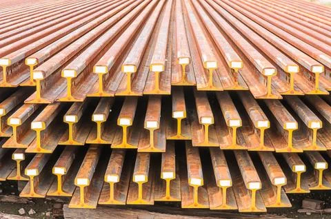 The new  train rails Stock-Fotos