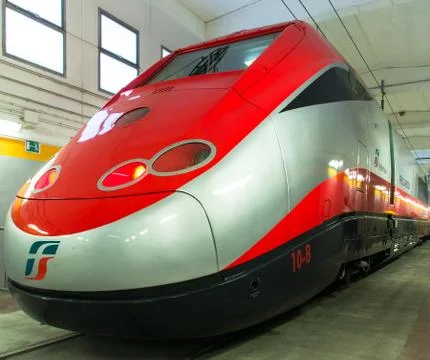 New train is ready to exit. Stock Photos
