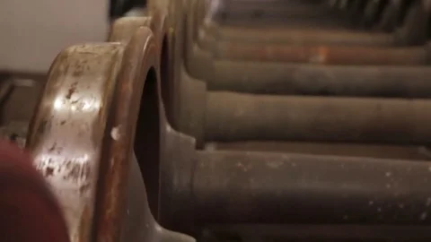 New train wheels on the factory production line Stock Footage 80450954