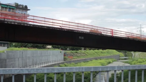 New tramway bridge costruction Stock Footage 75382496