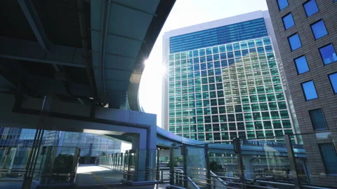 New Transit Yurikamome runs on Elevated Railway Video stock 130470175