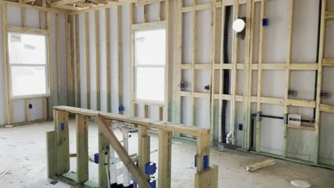 A New Unfinished Construction House- Kitchen Stock Footage 239099947