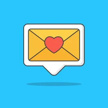 New Unread Love Message Vector Icon Illustration. Email Or Message Notifica.. Stock Illustration