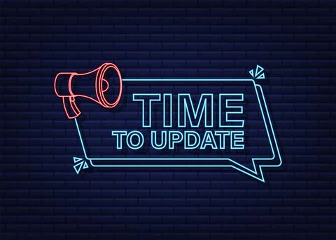 New update banner in modern style. Neon icon. Web design. Vector stock Stock Illustration