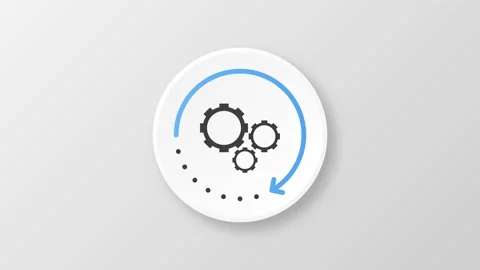 New update blue and gray icon on realistic button on white background. Motion Stock Footage 156581258