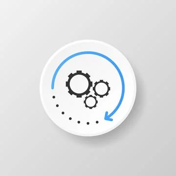 New update blue and gray icon on realistic button on white background. Vector Ilustración de archivo