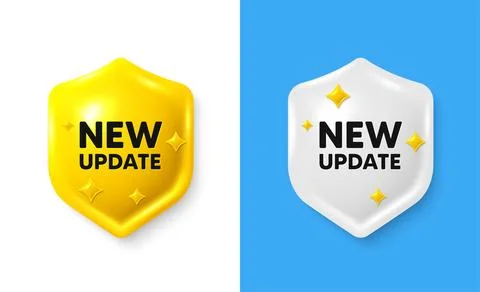 New update icon. Special offer sign. Shield 3d banner with text box. Vector Stock Illustration