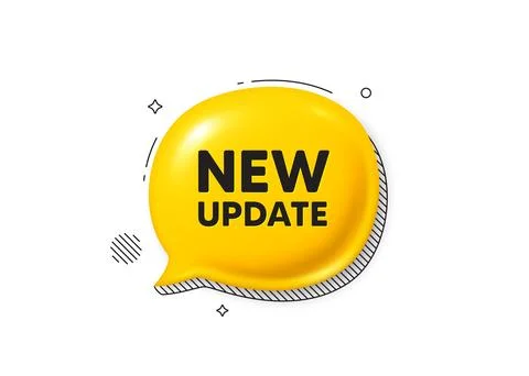 New update icon. Special offer sign. Comic speech bubble 3d icon. Vector Illustrazione stock
