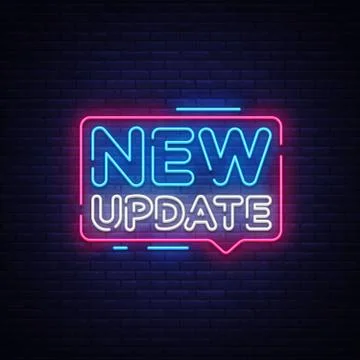 New Update Neon Text Vector. New Update neon sign, design template, modern trend Stock Illustration