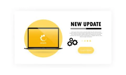 New update for notebook. Installation process in monitor screen. Vector on is 库存插图