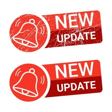 New Update Notification Badge with Bell Icon Stock Illustration